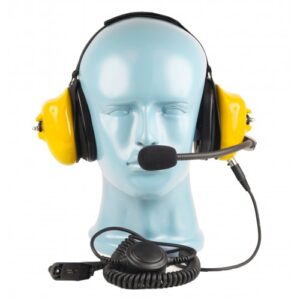 PTT on Cable - Dual Muff Headset - Noise Cancelling Boom Mic - Yellow (HS5Y)