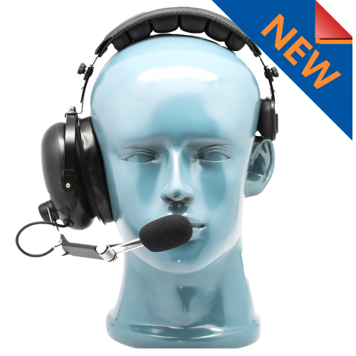 Over the head single muff headset with adjustable noise cancelling metal boom MIC with David Clark Pinout (HS1-DC)
