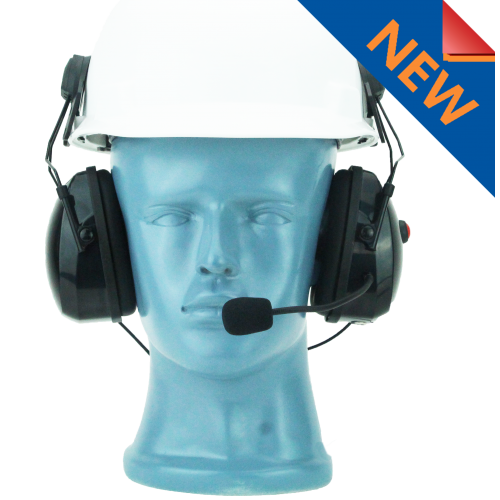 Hard Hat dual muff Heavy Duty headset with flex noise cancelling boom MIC – David Clark Pinout (HS2-DC)