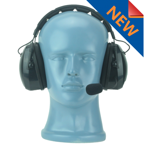 Flex Padded over the head dual muff lightweight headset with flex noise cancelling boom mic with David Clark Pinout (HS9-DC)
